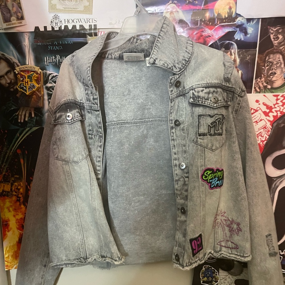 MTV Gray Jean Jacket with Patches